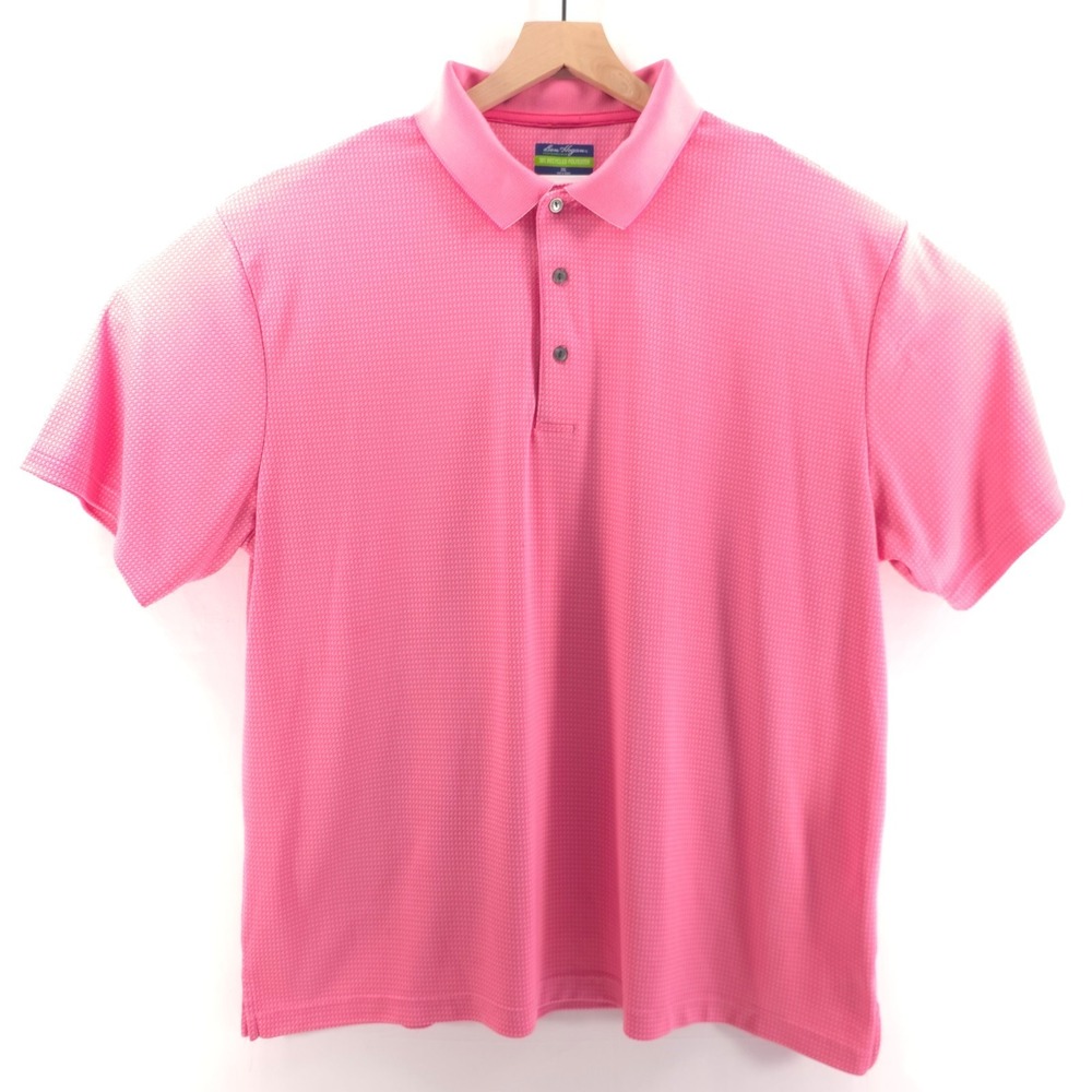 Ben Hogan Mens Polo Shirt 2XL Pink Textured‎ Performance Short Sleeve Golf Tee